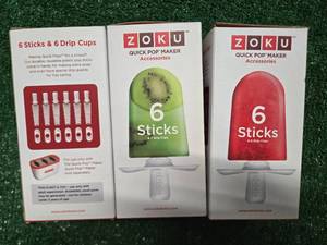 lot 67 image: Lot of 3 Packs of ZOKU Quick Pop Maker with 6 Sticks and 6 Drip Guards (New)