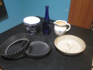 lot 69 image: Blue Glass Bottle and Other Decor...