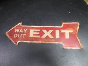 lot 134 image: Arrow Way Out Exit Tin Sign 17 12...