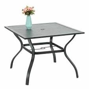 lot 1 image: PHI VILLA Square Outdoor Dining Table 37-in W x 37-in L Umbrella Hole-Model #E02GF0703-060-01