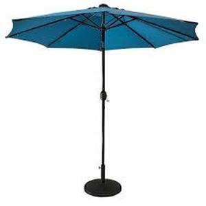 lot 56 image: Sun Ray - 9 Round Solar Lighted Umbrella - Teal