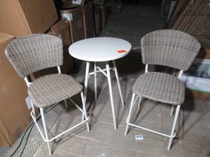 lot 39 image: Style Well Barwick 3-Piece Steel Wicker Outdoor Serving Bar Set