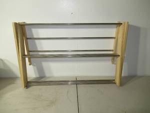 lot 106 image: Rubber Wood and Stainless Steel Drying Rack - Brightroom