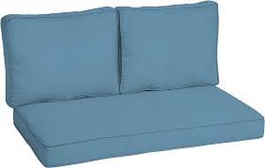 lot 111 image: Arden Selections 46 in. x 26 in. Outdoor Loveseat Cushion Set in French Blue Texture