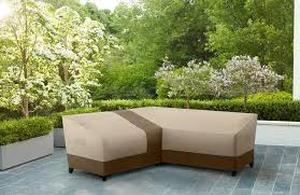 lot 121 image: Hampton Bay V-Shape Beige Patio Furniture Cover
