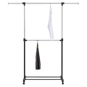 lot 89 image: Adjustable Double Rod Garment Rack Black - Room Essentials Steel Frame, Fixed Hanging Rod, 55lb Capacity, Clothing Rack
