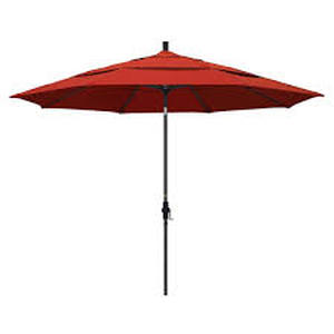lot 11A image: California Umbrella 11 ft. Aluminum Collar Tilt Double Vented Patio Umbrella in Sunset Olefin