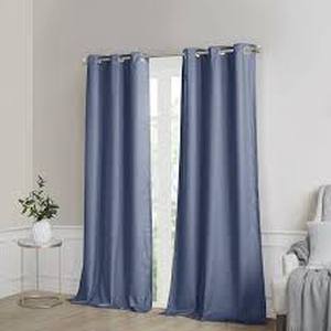 lot 40 image: SunSmart Total Blackout Lined Panel Pair with Grommets-Blue