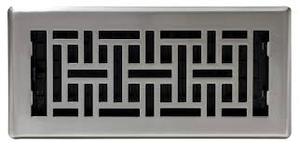 lot 52 image: Lot of 4 Decor Gate 4 in. x 10 in. Oriental Steel Plated Floor Register, Gun Metal