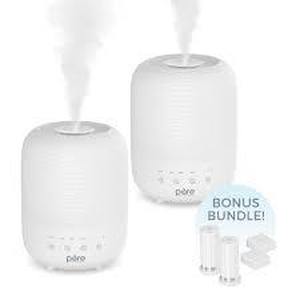 lot 53 image: HUME Sense 2-Pack Bundle - 2 Humidifiers, 2 Filters, & 20 Scent Pads