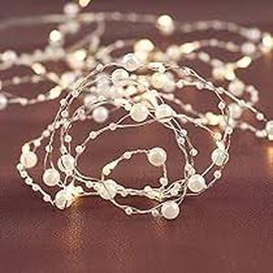 lot 57 image: Lot of 2 TrueLiving LED Pearl Beads String Lights, Battery Powered Pearls Garland Fairy Light for Christmas, Wedding, Birthday, New Year Decoration (6.5FT 20 LED
