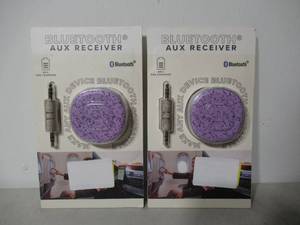 lot 69 image: Set of 2 Bluetooth Aux Receiver for Car, Portable 3.5mm Aux Bluetooth Car Adapter-Purple