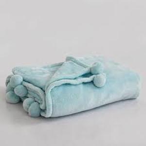 lot 150 image: Comfort Bay 50 in. x 60 in. Pom Pom Throw Blanket-Aqua