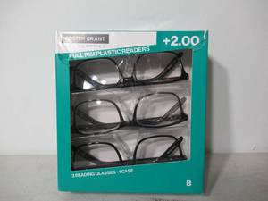 lot 107 image: Design Optics by Foster Grant Full Rim Plastic Reading Glasses, 3-pack  2.00 Power