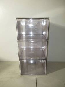 lot 186 image: Set of 3 All Purpose Single Drawer Storage Clear - Brightroom