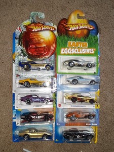 lot 298 image: Hot Wheel muscle car lot Corvette Stingray drag. All clean cards. As shown.