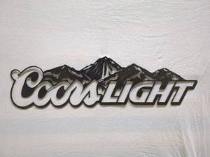 lot 1 image: Metal Wall Art Decor - Coors Light with Mountain Design