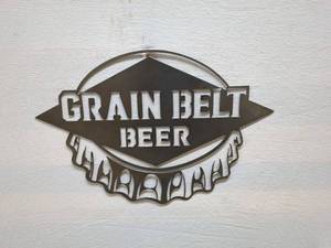 lot 15 image: Vintage Grain Belt Beer Metal Sign