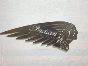 lot 44 image: Indian Motorcycle Steel Wall Art Decor Piece