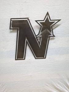 lot 57 image: Metal Wall Art - Letter N with Star Design