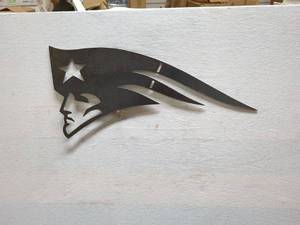 lot 62 image: Metal Wall Art featuring New England Patriots Logo