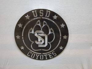 lot 82 image: USD Coyotes Metal Wall Art Sign - Circular Design
