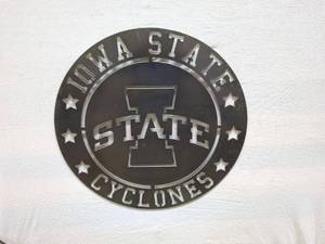 lot 86 image: Iowa State Cyclones Metal Wall Art Sign