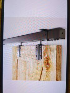 lot 124 image: 8FT Sliding Barn Door Hardware Kit for 48 Door - Weight Capacity 300lbs
