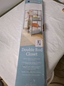 lot 130 image: Whitmor Double Rod Closet - Steel Frame with 5 Fabric Shelves