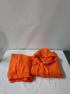 lot 147 image: 2 Pack of Adult 3XL3GT Orange Zip-Up Hoodies