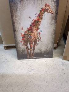 lot 205 image: Floral Giraffe Wall Art Print