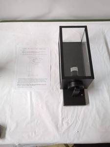 lot 214 image: Modern Outdoor Wall Lantern - Black Finish