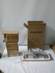 lot 215 image: 3-Light Vanity Light Fixture Kit with Glass Lampshades
