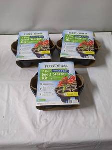 lot 216 image: Set of 3 Ferry-Morse 7 Pot Seed Starter Kits with Watertight Tray