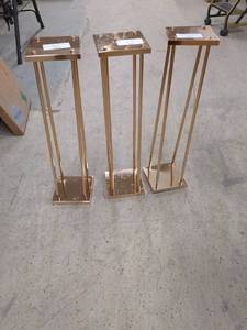 lot 250 image: Set of 3 Modern Rose Gold Plant Stands