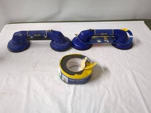 lot 256 image: Set of 2 QEP Large Suction Cups and Roll of Cement Board Tape