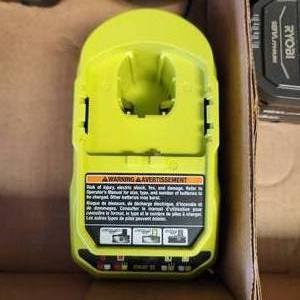 lot 10 image: Ryobi Battery Charger PCG002 And Two Ryobi Batteries PBP005 All Tested And Work