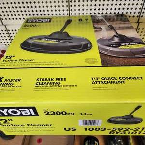 lot 17 image: Ryobi 12 Surface Cleaner RY31012 2300PSI Max 14 Quick Connect Attachment Open Box Great Condition