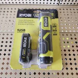 lot 32 image: Ryobi Compact LED Flashlight Kit FVL51K 600 Lumens New Damaged Box