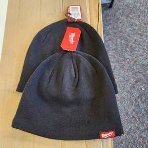 lot 43 image: Lot Of Two New Fleece Lined Beanie Black One Size Hat