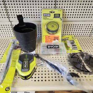 lot 57 image: Lot Of Miscellaneous Ryobi Items 5-12 Saw Blade Laser Level And More
