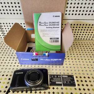 lot 69 image: Canon Power Shot SX260 HS Cameral Two Batteries NO CHARGER Good Condition