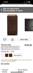 lot 16 image: Hampton Bay Benton Assembled 18x34.5x24 in. Base Cabinet with Soft Close Full Extension Drawer in Butterscotch