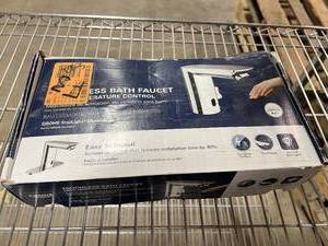 lot 39 image: Grohe Bau Cosmopolitan Battery Powered Single Hole Touchless Bathroom Faucet with Temperature Control Lever StarLight Chrome