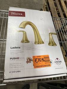 lot 41 image: Pfister Ladera 8 in. Widespread Double Handle Bathroom Faucet in Brushed Gold SKU LF-049-LRBG