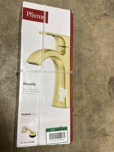 lot 45 image: Pfister Bruxie Single-Handle Single-Hole Bathroom Faucet with Deckplate and Drain Kit Included in Brushed Gold SKU LF-042-BIEBG