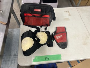 lot 18 image: TOOL BAG, KNEE PADS, &DRILL POUCH