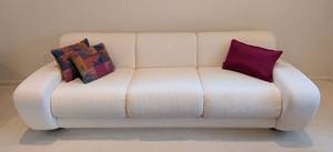 lot 2 image: Creamy White Contemporary Sofa