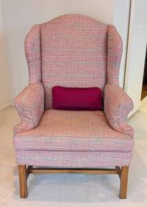 lot 20 image: Multi Colored Pink Upholstered Armchair