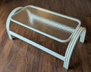 lot 33 image: Glass Topped White Patio Coffee Table